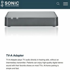 Sonic Hearing Aid Bluetooth TV-A Adapter Sends Stereo Sound NWT